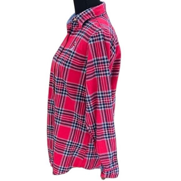 Backpacker red plaid cotton flannel button front shirt size M - Picture 3 of 6